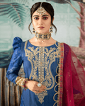 Festive Collection MARIAB Royal Blue Color Party Wear Unstitched Rayon Cotton Lawn Pakistani Salwar Suits