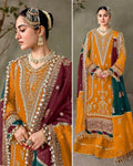 Mustard Color Bridal Wear Georgette Unstitched Pakistani Salwar Suits