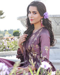Marvellous Purple Colored Floral Embroidered Silk Gown