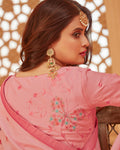 Baby Pink Color Fancy Embroidery Work Classic Designer Saree