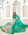 Green Color Two Tone Pure Georgette Digital Flower Printed Saree