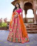 Pink Traditional Banarasi Silk Jacquard Woven Lehenga Choli