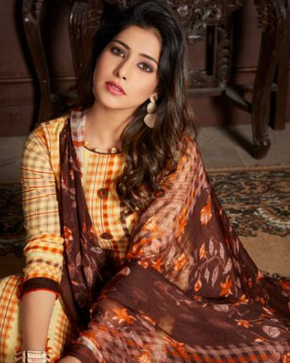 Designer Beige Printed Heavy Pashmina Trouser Salwar kameez Material GAN36 main image 0