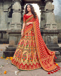 Red Color Bridal Wear Silk Thread Work Lehenga Choli