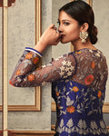 Blue Color Wedding Wear Net Semi Stitched Anarkali Suit