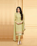 Olive Green Color Party Wear Fancy Unstitched Pakistani Sharara Suit