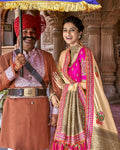 Multicolor Pink Color Wedding Wear Silk Jacquard Floral Woven Lehenga Choli