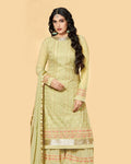 Olive Green Color Party Wear Fancy Unstitched Pakistani Sharara Suit