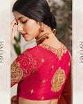 Beige Color Party Wear Silk Jacquard Embroidery Lehenga Choli