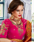 Magenta Pink Color Wedding Wear Silk Jari Thread Work Lehenga