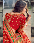Red Color Bridal Wear Silk Thread Work Lehenga Choli