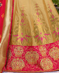 Beige Color Party Wear Silk Jacquard Embroidery Lehenga Choli