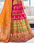 Magenta Pink Color Wedding Wear Silk Jari Thread Work Lehenga