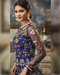 Blue Color Wedding Wear Net Semi Stitched Anarkali Suit