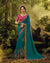 Teal Blue and PinkColor Fancy Embroidery Work Heavy Bridal Wear Saree