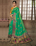 Green Color Festive Wear Pure Dola Jacquard Silk Designer Saree
