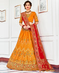Mustard Yellow Color Wedding Wear Silk Jari Thread Work Lehenga
