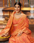 Orange Color Festive Wear Blended Cotton Jacquard Banarasi Silk Saree