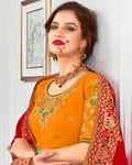 Mustard Yellow Color Wedding Wear Silk Jari Thread Work Lehenga