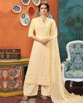 Cool off White Colored Georgette Embroidered Palazzo Suits