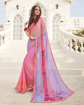 Pink Color Pure Georgette digital print Saree