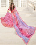 Pink Color Pure Georgette digital print Saree