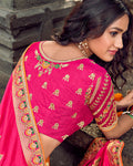 Magenta Pink Color Bridal Wear Silk Thread Work Lehenga Choli