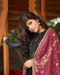 Black Color Silk Digital Printed Winter Pakistani Suits