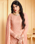 Peach Color Party Wear Fancy Unstitched Pakistani Sharara Suit