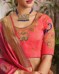 Off White Color Festive Wear Silk Jacquard Embroidery Lehenga Choli
