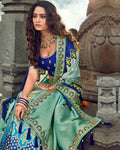 Navy Blue Color Traditional Wear Silk Thread Work Lehenga Choli