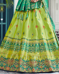 Green Color Wedding Wear Silk Jari Thread Work Lehenga