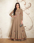 Chiku Colored Designer Partywear Embroidered Silk Gown