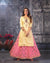 Beige and Pink Color Party Wear Kurti with Skirt Set