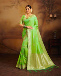 Parrot Color Festive Wear Jacquard Silk Saree