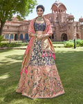 Gray-Pink Color Party Wear Silk Jacquard Lehenga Choli
