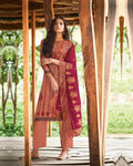 Peach Color Silk Digital Printed Winter Pakistani Suits