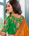 Red-Green Color Wedding Wear Silk Jari Thread Work Lehenga