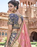 Gray-Pink Color Party Wear Silk Jacquard Lehenga Choli