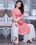 Light Pink Color Party wear Fancy Cotton Sharara Suit