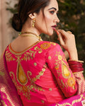 Magenta Pink Color Festive Wear Silk Jacquard Embroidery Lehenga Choli