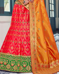 Red-Green Color Wedding Wear Silk Jari Thread Work Lehenga