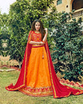 Orange Color Wedding Wear Silk Jacquard Lehenga & Blouse with Dupatta