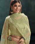 Green Color Party Wear NET Lehenga & Blouse with Dupatta