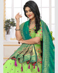 Parrot Green Color Party Wear Silk Jacquard Lehenga & Blouse with Dupatta
