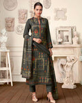 Gray Color Winter Wear Printed Pashmina Unstitched Pakistani Salwar Kameez Suit