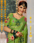 Dark Green Color Festive Wear Banarasi Silk Saree