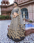 Gray Color Party Wear Silk Jacquard Lehenga Choli