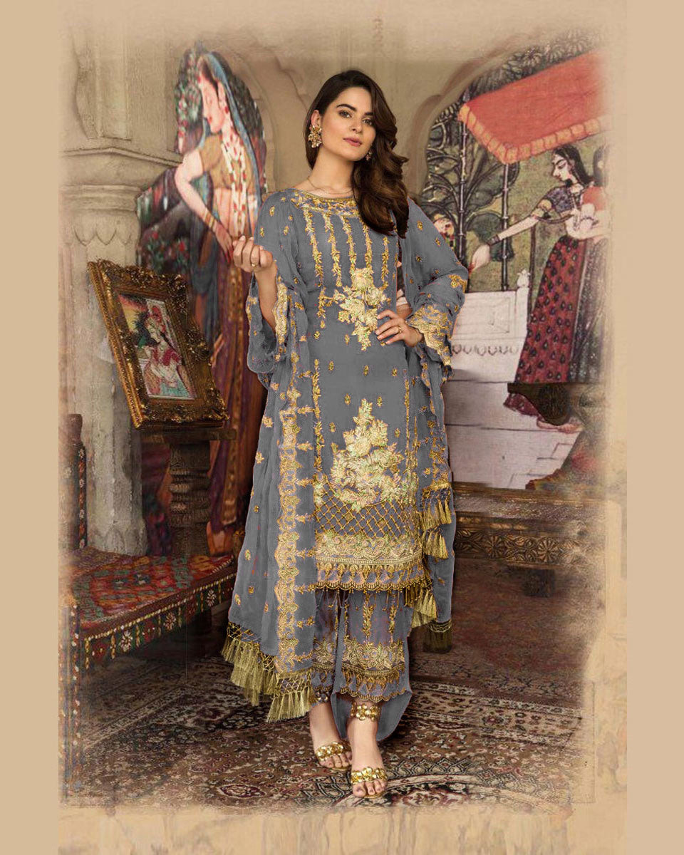 Pakistani unstitched designer clearance suits