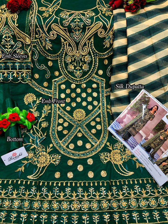 Mehndi Green Color NET Unstitched Pakistani Salwar Kameez Suits